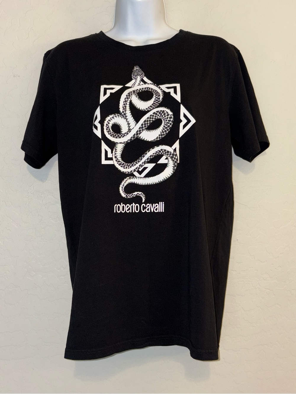 NEW ROBERTO CAVALLI SNAKE T-SHIRT MEN'S SIZE XL DESIGNER BLACK
